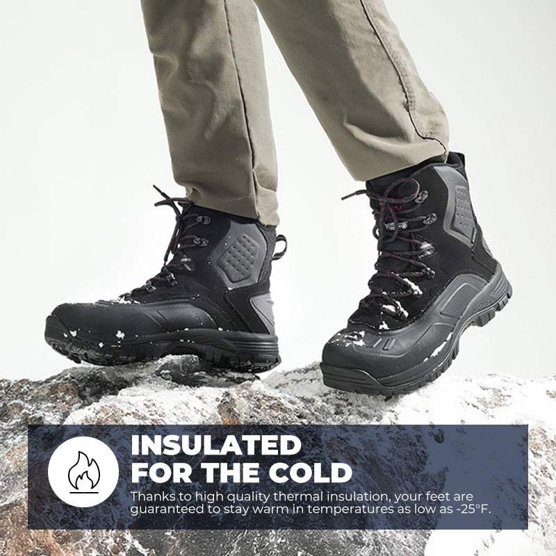 NORTIV 8 Men's Insulated Waterproof Construction Hiking Winter Snow Boots Winter Work Hunting Ice Fishing Trekking Outdoor Adventures