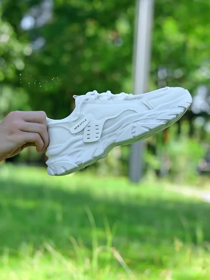 Men's Casual Sports Shoes, Daily Walking Shoes, Fashionable Men's Breathable Mesh Sneakers with Thickened Cushioned Sole, Anti-Slip Wear-Resistant PVC Outsole, Low-Top Lace-Up Design, Lightweight, Suitable for Fitness, Running, Training, and Casual