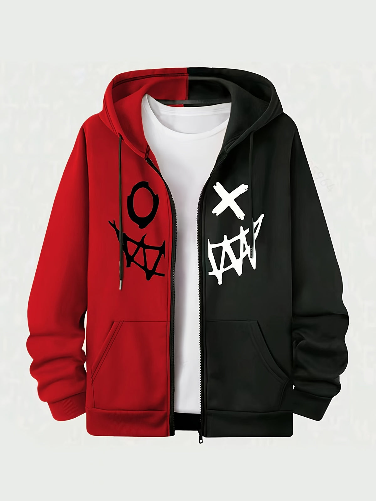 Men's Autumn/Winter Printed Hooded Zip-Up Jacket