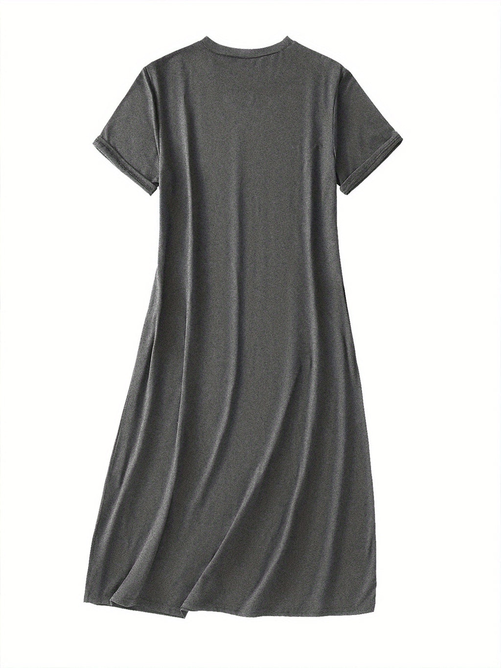 Women'S Good Night Moon and Star Print Casual Dress, Round Neck, Short Sleeve, Loose Fit, Breathable, All-Season Nightwear, Suitable for Bedroom and Home Wear- Overseas Printing