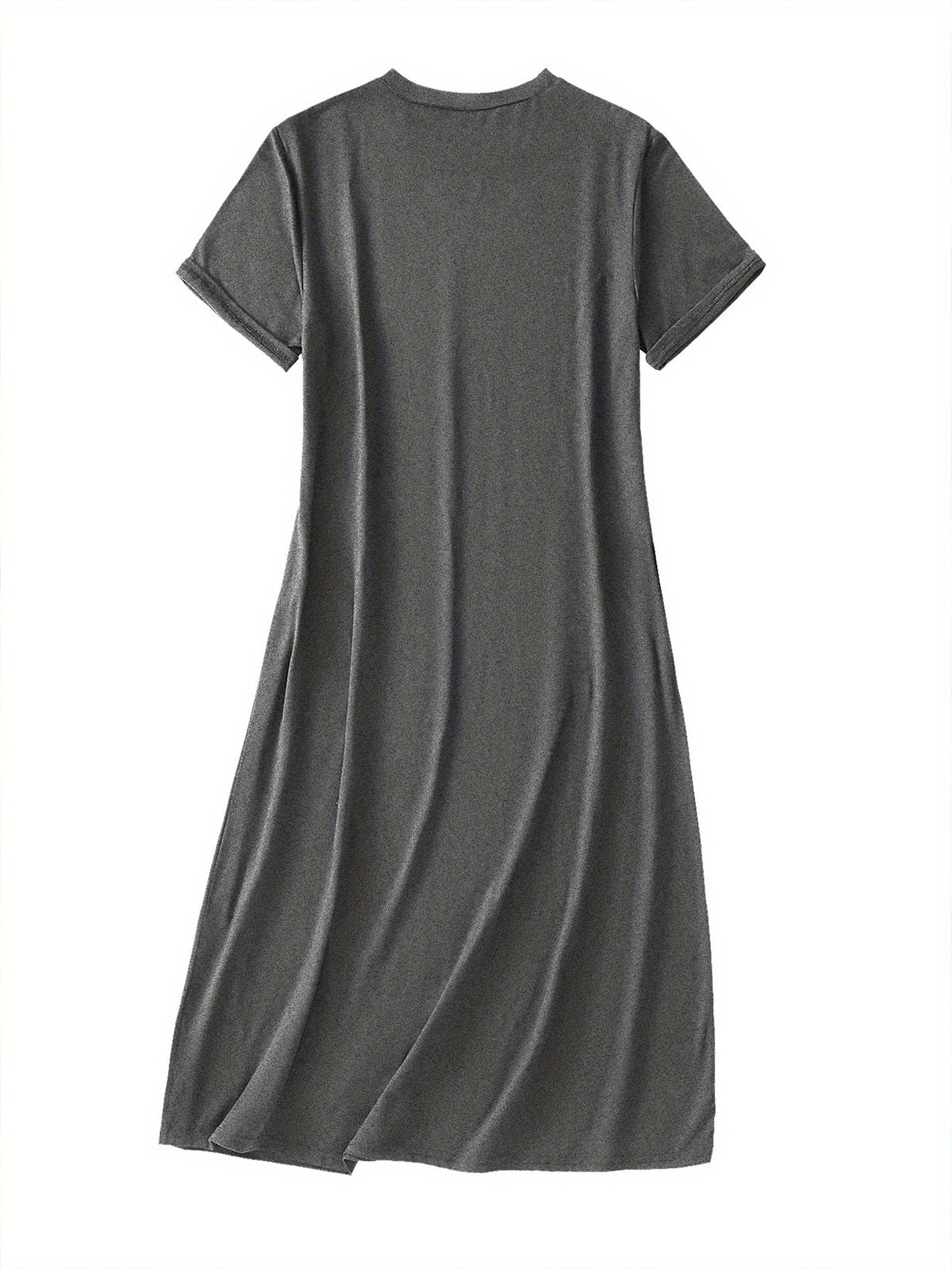 Women'S Good Night Moon and Star Print Casual Dress, Round Neck, Short Sleeve, Loose Fit, Breathable, All-Season Nightwear, Suitable for Bedroom and Home Wear- Overseas Printing