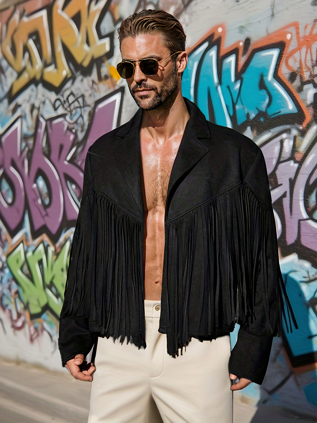 Men'S Faux Velvet Casual Tassel Western Style Coat