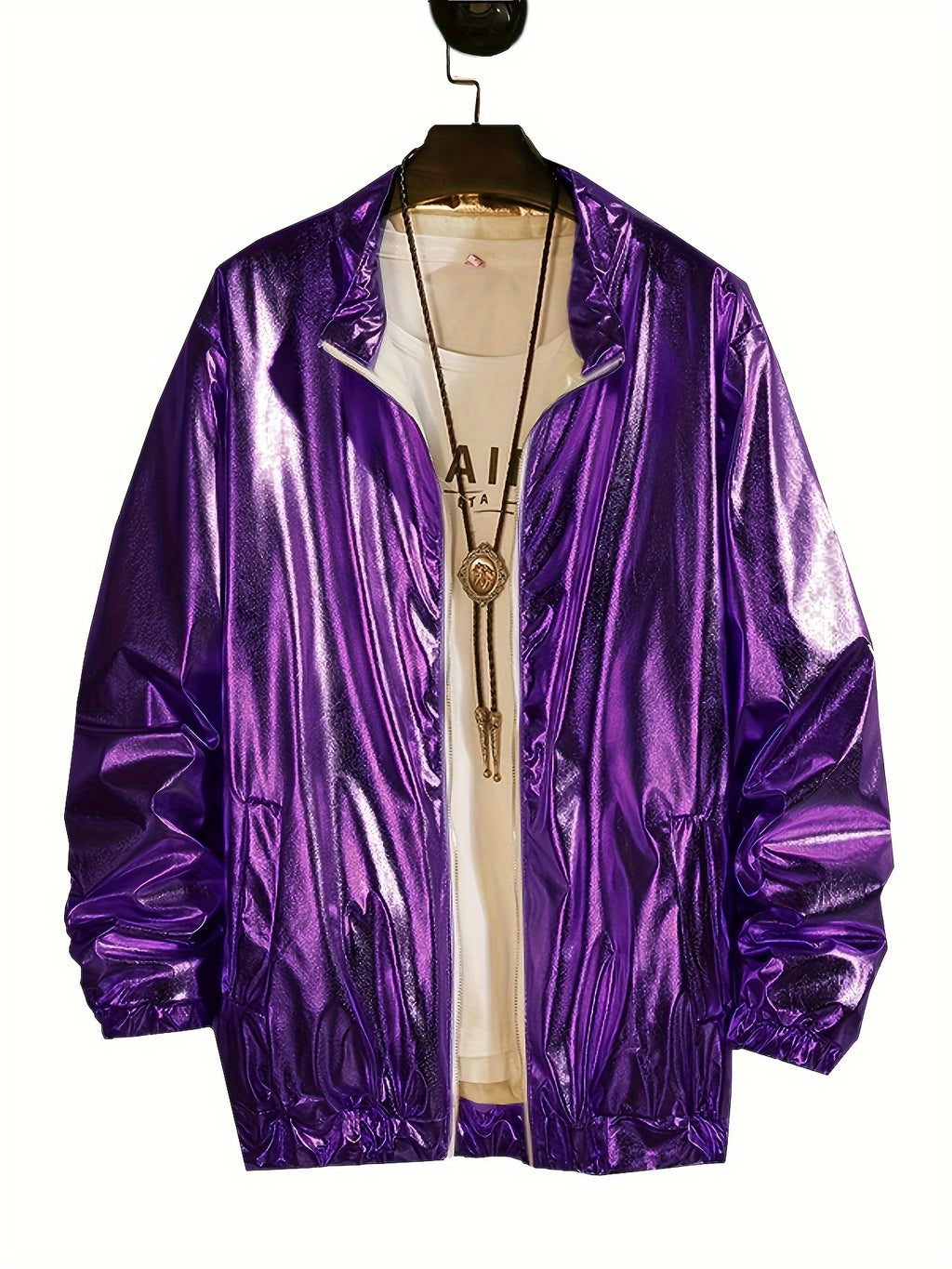 Men'S Stage Performance Fashion Party Gathering Nightclub Style Bronzing Jacket Golden Silvery Purple Jacket