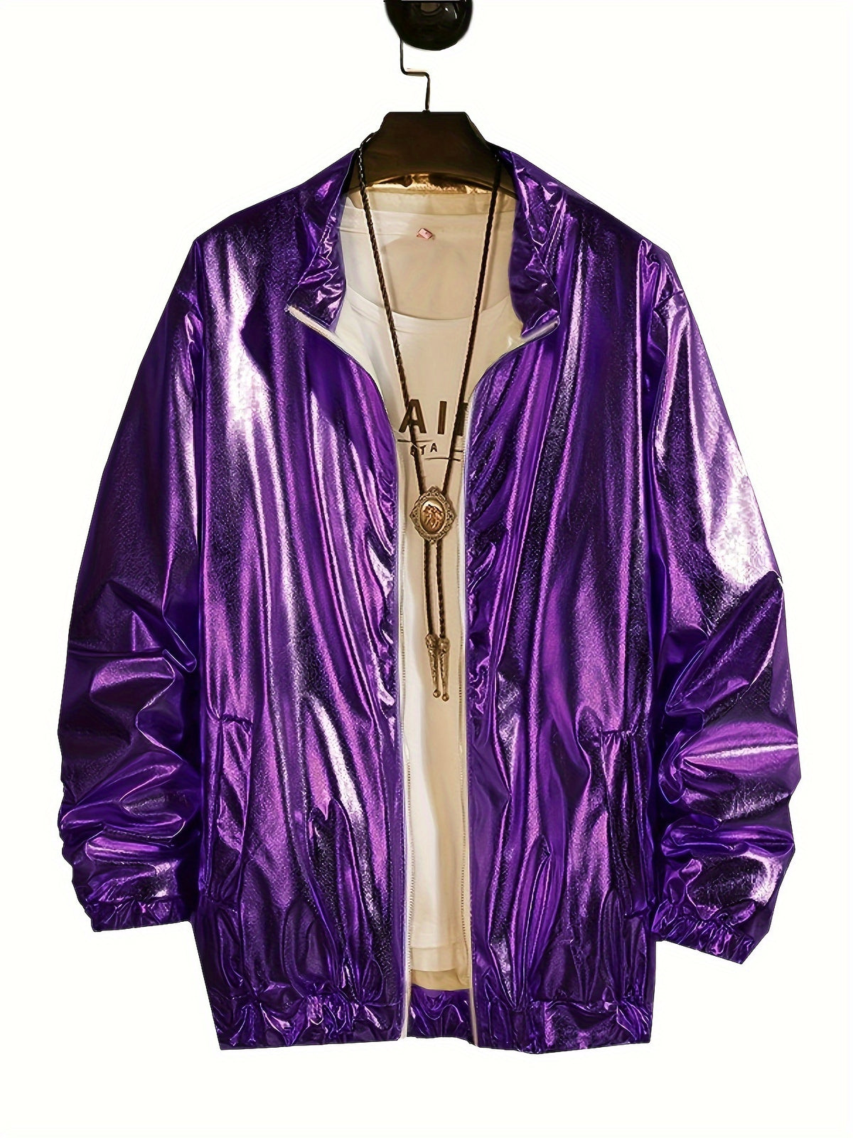 Men'S Stage Performance Fashion Party Gathering Nightclub Style Bronzing Jacket Golden Silvery Purple Jacket