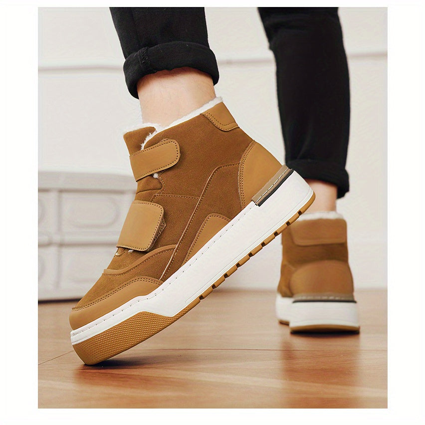 Men'S High-Top Fashion Comfort Casual Shoes, Warm Faux Cover Ankle Boots with Easy Fastener, Pointed Toe, All-Season Versatile for Business and Leisure, Business Casual Footwear | Pointed Toe Boots | Durable Rubber Sole