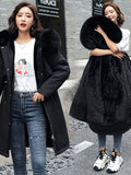 Winter New Mid-Length Fleece-Lined Vest Coat Trendy Women'S Coat Removable Collar