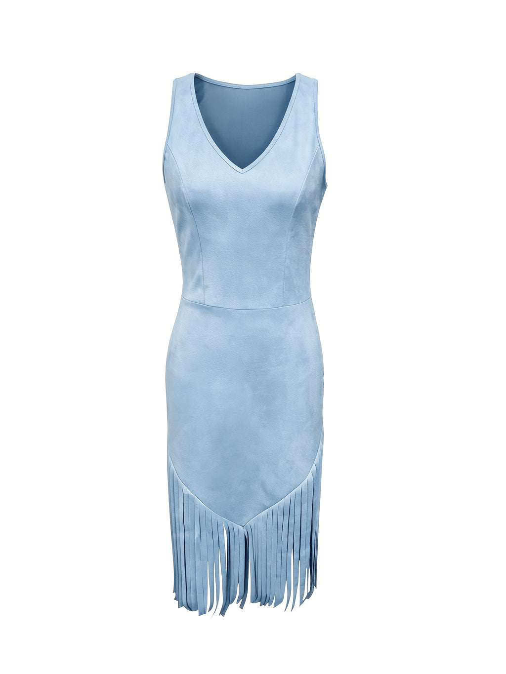 [Retro Western Dress] Fashion Retro Western Style Deerskin Velvet Tassel V-Neck Dress Women's Dress YTD Cherry
