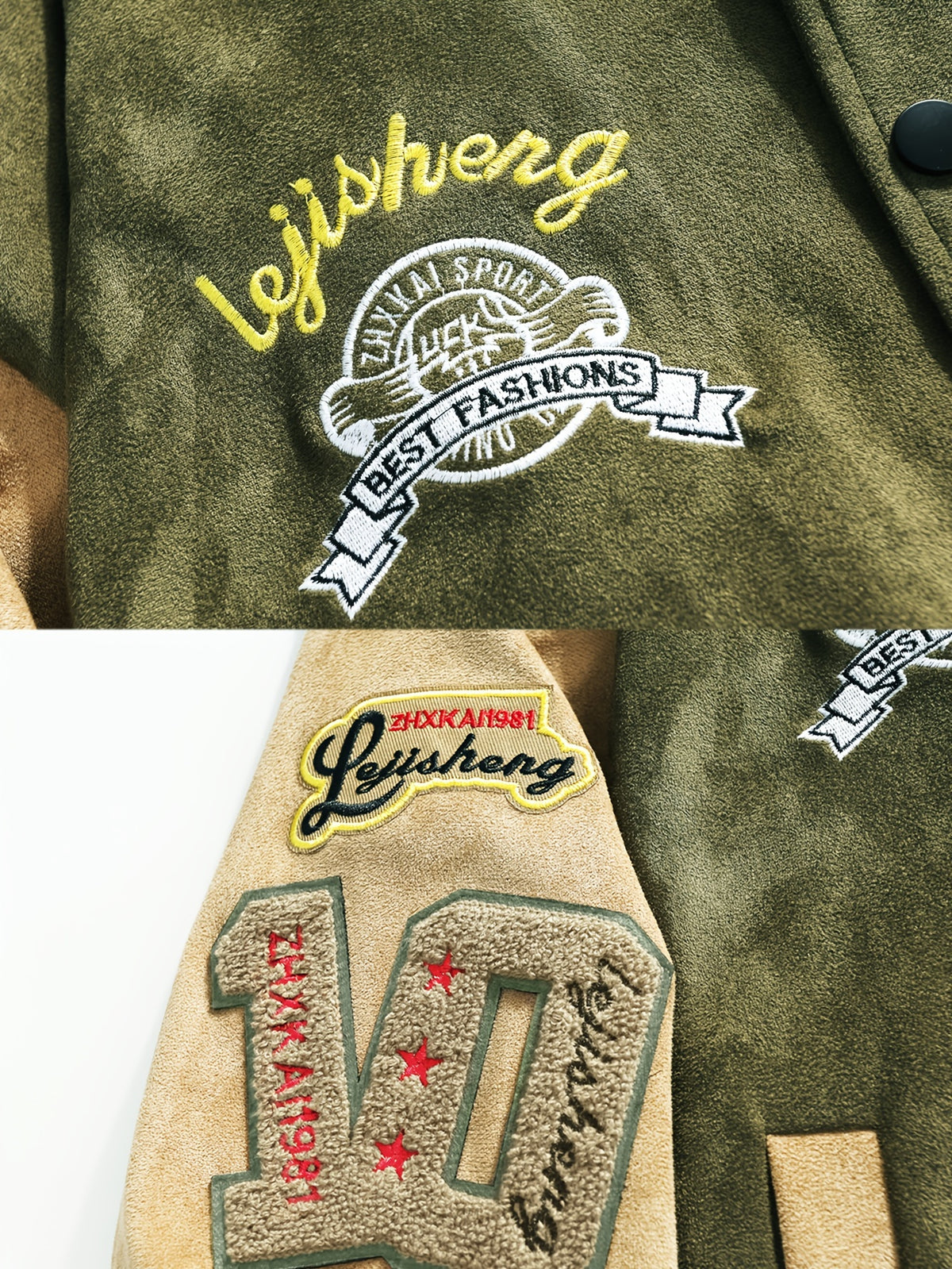 Men's and Women's High Street Embroidered Baseball Jacket with Stand-Up Collar, Trendy Short Trench Coat, Streetwear Brand Men's Jacket