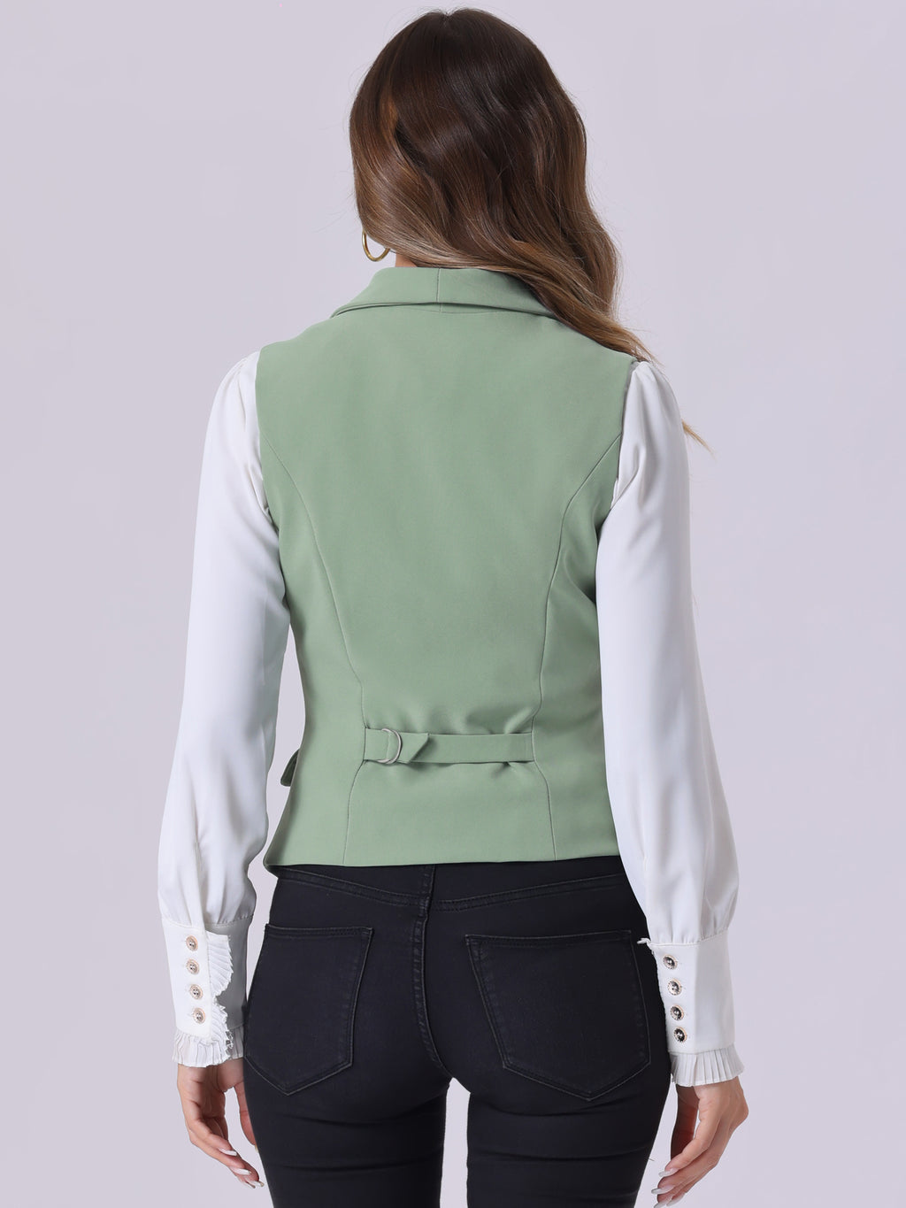 Women's Suit Vest Double Breasted Lapel Dressy Waistcoat Vest