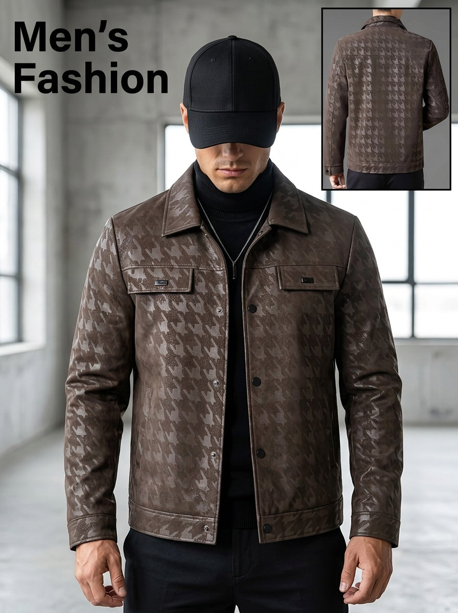 Men's Elegant Camouflage Pattern Jacket - Polyester, Lapel Collar, Long Sleeve, Casual Fashion Outerwear with Pockets for Spring and Autumn, Camouflage Jacket
