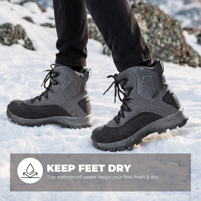 NORTIV 8 Men's Insulated Waterproof Construction Hiking Winter Snow Boots Winter Work Hunting Ice Fishing Trekking Outdoor Adventures