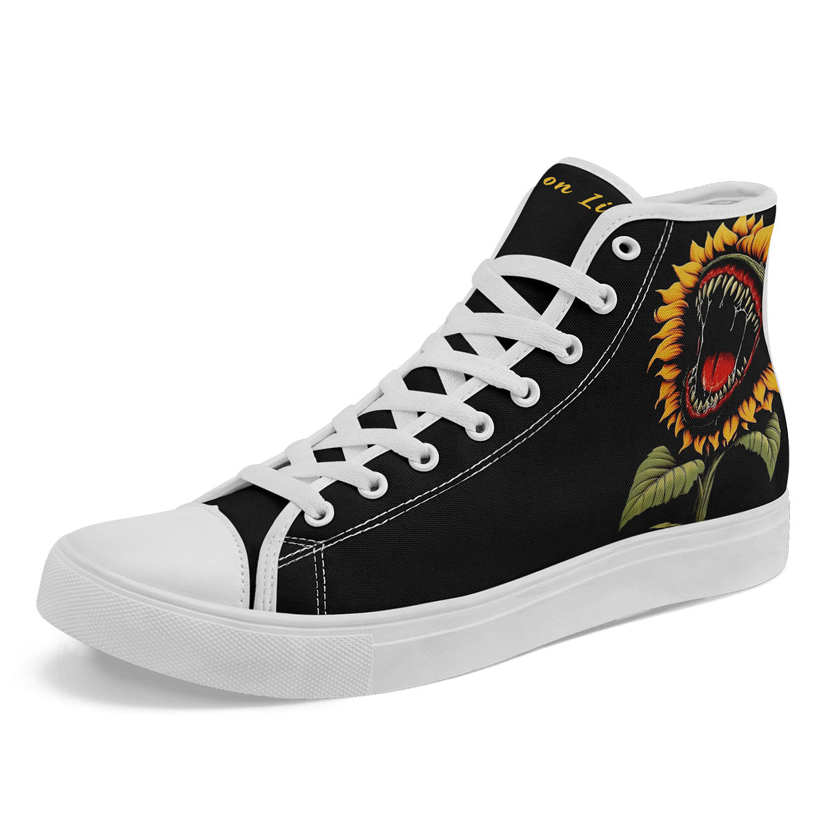 Men's PLUS SIZE Funny Sunflower High-Top Sneakers, Gothic Skull Print Punk Shoes, Casual Lace-Up Trainers for Streetwear and Daily Wear