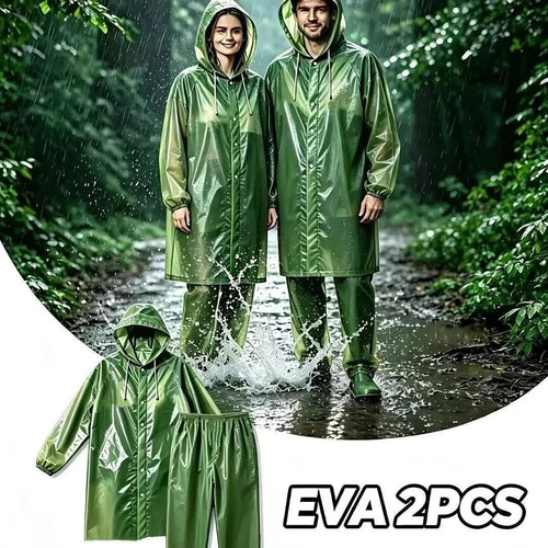 1pc/2pcs EVA Men'S/Women'S Raincoat Single And Set Available, "1pc Raincoat" Or "2pcs Raincoat And Pants", Lightweight Gear, Suitable for Outdoor, Camping, And Travel
