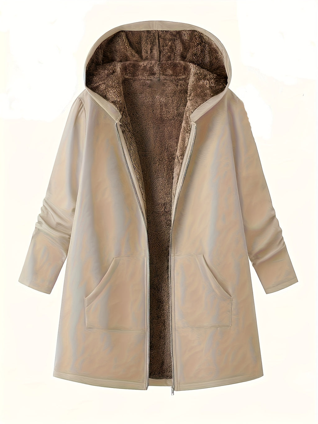 Solid Color Thermal Lined Hooded Jacket for Autumn/Winter Warmth and Casual Wear