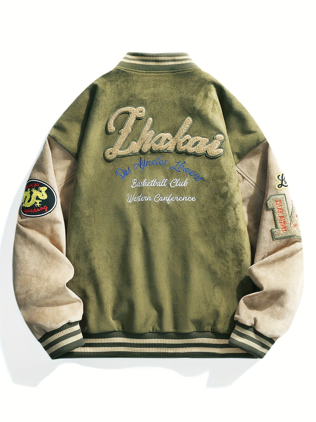 Men's and Women's High Street Embroidered Baseball Jacket with Stand-Up Collar, Trendy Short Trench Coat, Streetwear Brand Men's Jacket