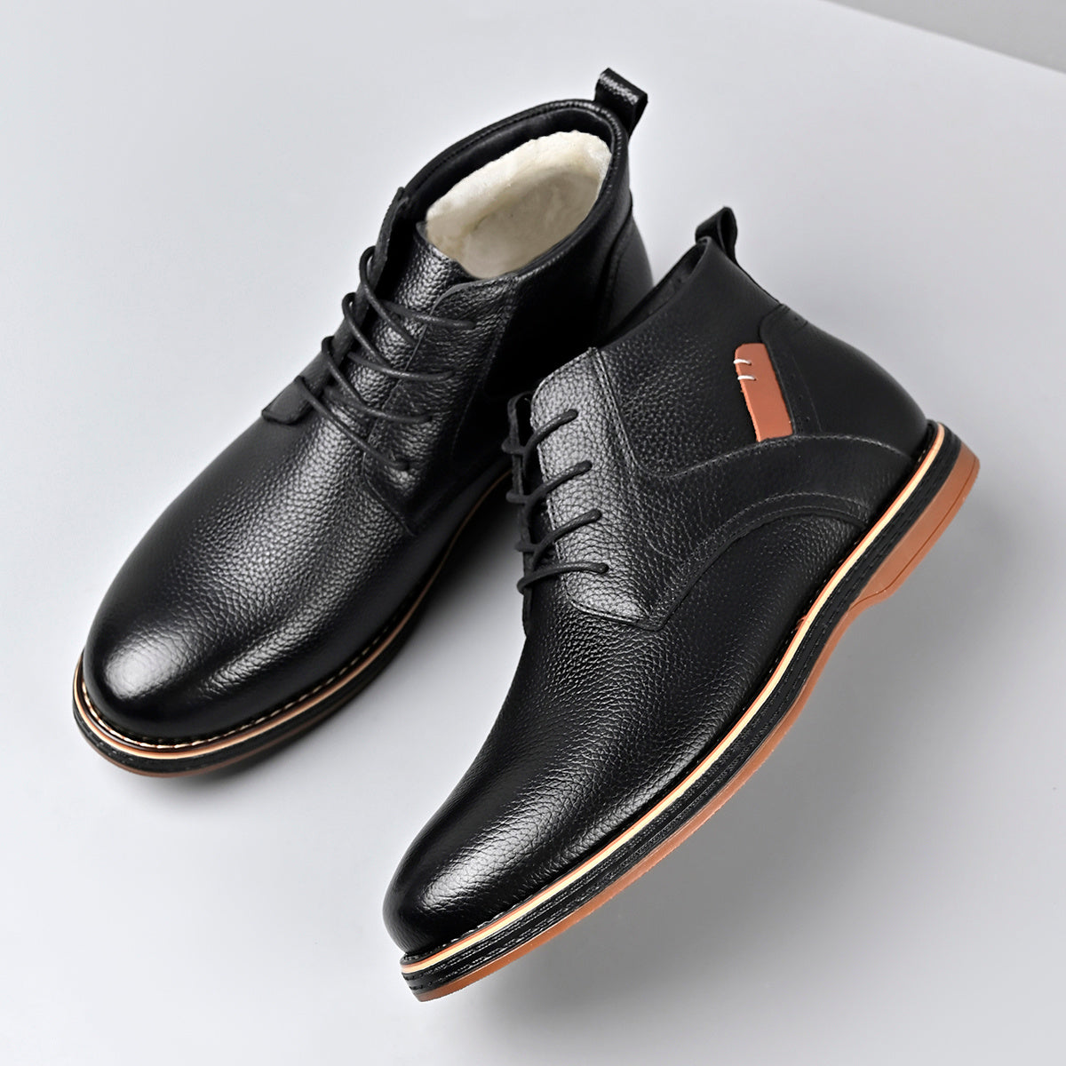[Fearless of The Cold in Winter] New Winter Men'S Warm Lace-Up Boots, First Layer Cowhide Upper + Non-Slip Wear-Resistant Rubber Sole + Thickened Fleece Lining - Comfortable And Warm, 10 Sizes to Choose From, Suitable for Daily Leisure