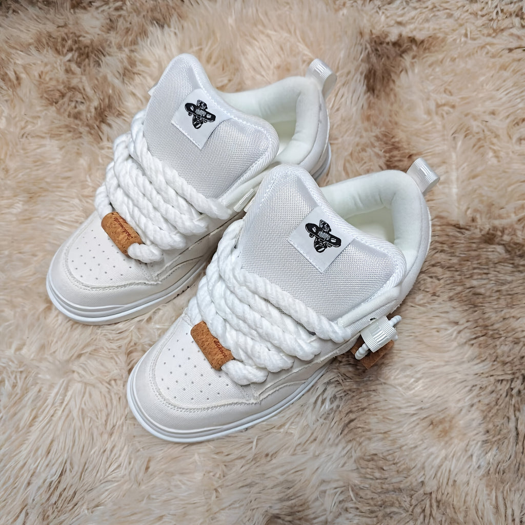 Winter New White Thickened Tongue Bread Shoes Men'S Shoes Women'S Shoes Large Size Casual Skateboard Shoes