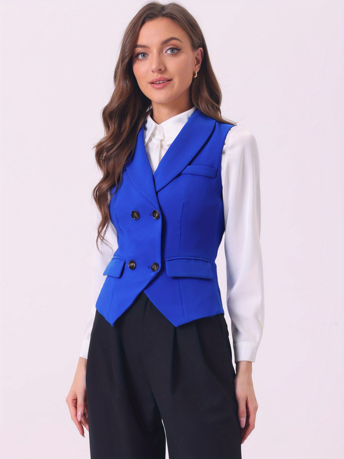 Women's Suit Vest Double Breasted Lapel Dressy Waistcoat Vest