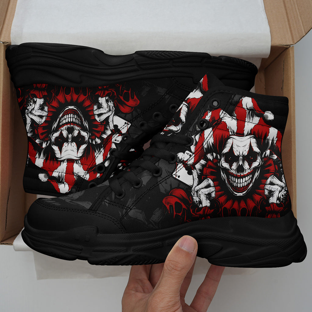 [Gothic Joker Sneakers] Men's Gothic Joker Punk Sneakers, Bold Joker Design High-Top Shoes, Dark Aesthetic Streetwear Trainers, Couple's Casual Comfortable Round Toe All-Match Shoes, Men's Fashion Shoes