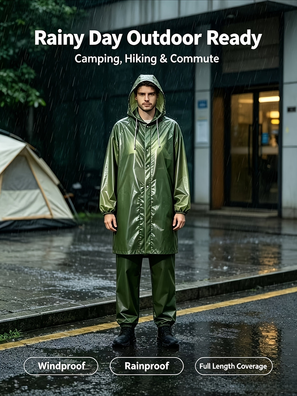 1pc/2pcs EVA Men'S/Women'S Raincoat Single And Set Available, "1pc Raincoat" Or "2pcs Raincoat And Pants", Lightweight Gear, Suitable for Outdoor, Camping, And Travel