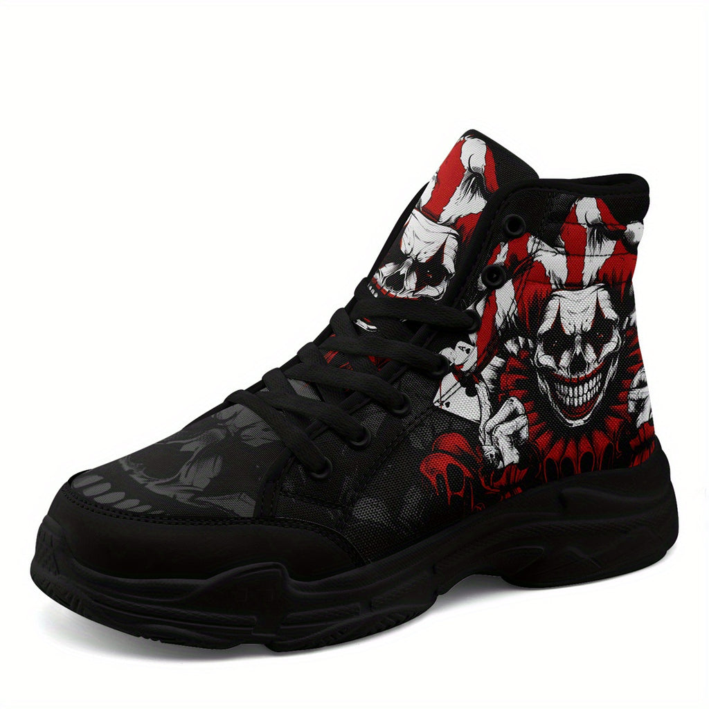 [Gothic Joker Sneakers] Men's Gothic Joker Punk Sneakers, Bold Joker Design High-Top Shoes, Dark Aesthetic Streetwear Trainers, Couple's Casual Comfortable Round Toe All-Match Shoes, Men's Fashion Shoes