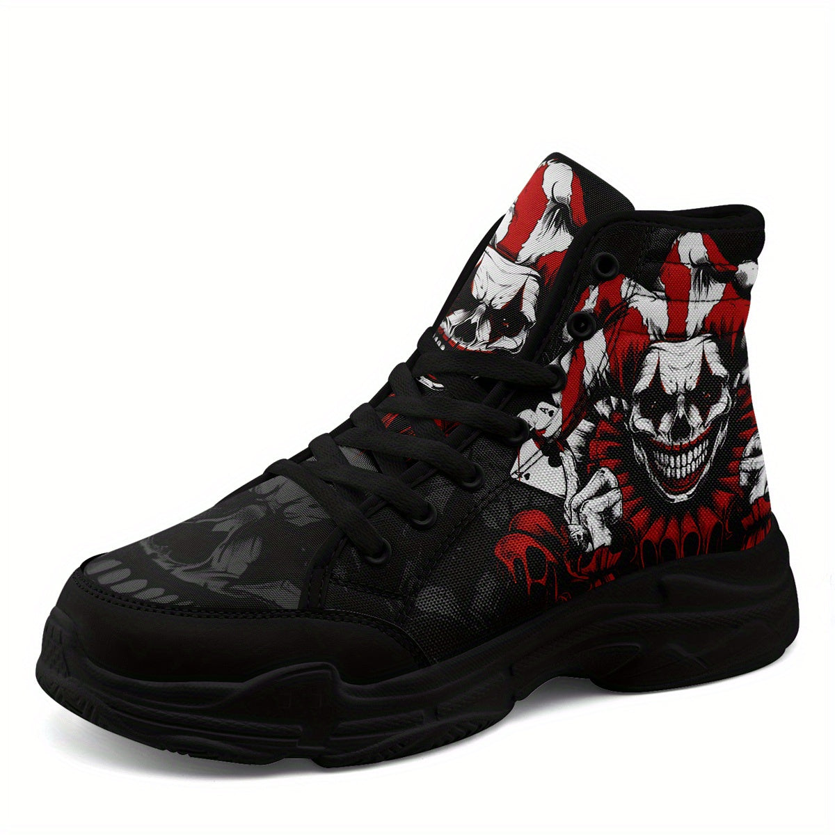 [Gothic Joker Sneakers] Men's Gothic Joker Punk Sneakers, Bold Joker Design High-Top Shoes, Dark Aesthetic Streetwear Trainers, Couple's Casual Comfortable Round Toe All-Match Shoes, Men's Fashion Shoes