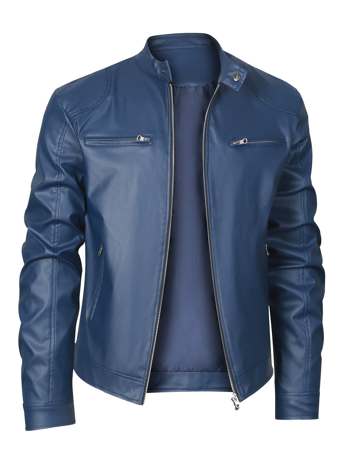 New Autumn/Winter Men's Jacket, European/American Style Motorcycle Jacket, Men's Stand Collar Windproof Winter Outerwear
