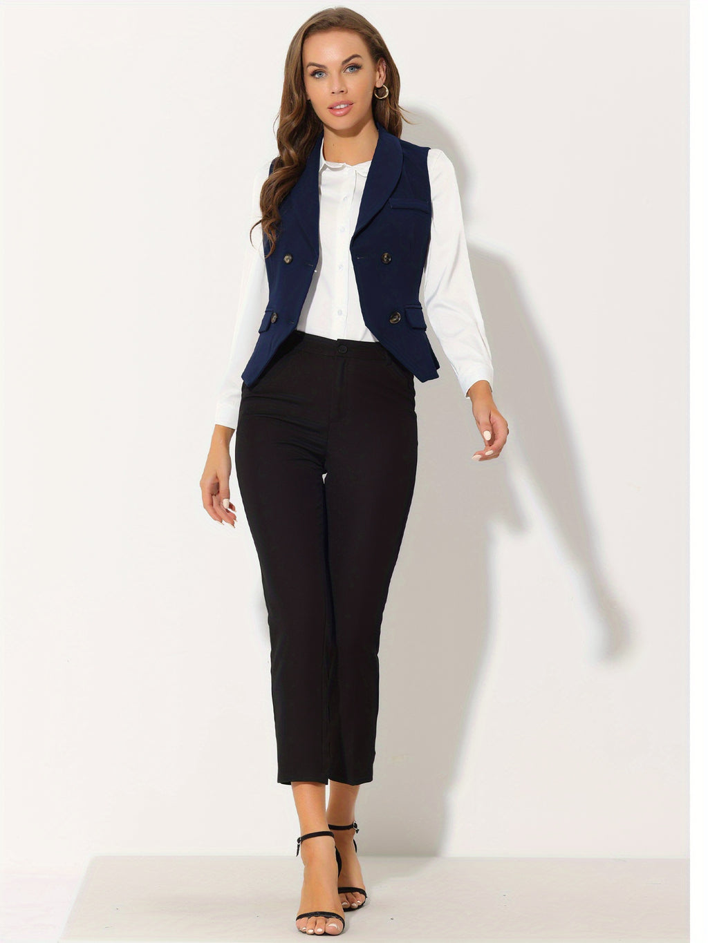 Women's Suit Vest Double Breasted Lapel Dressy Waistcoat Vest