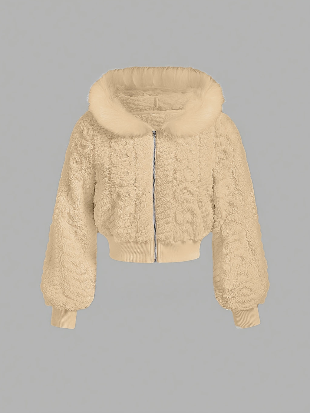 Women's Fashion Zip-Up Short Faux Fur Coat