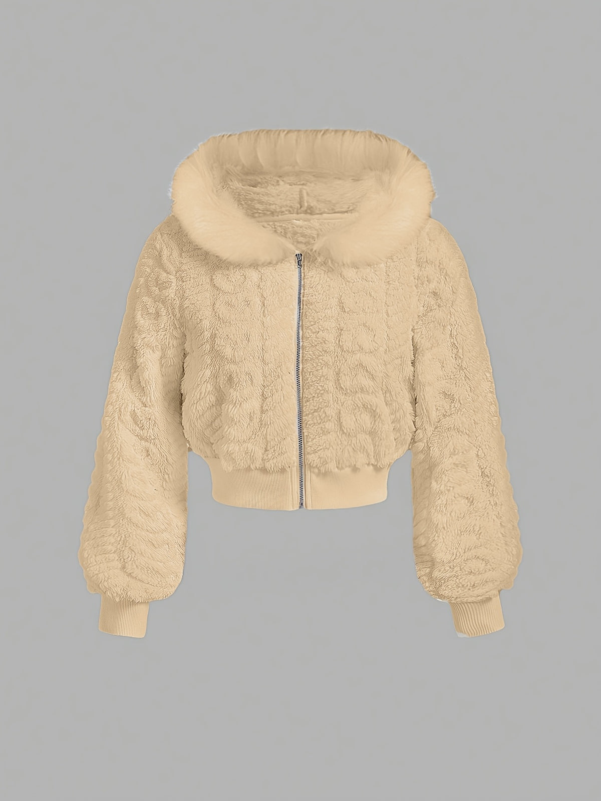 Women's Fashion Zip-Up Short Faux Fur Coat