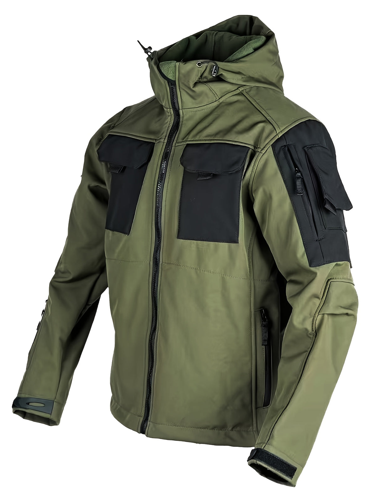 Winter Shark Skin Softshell Hooded Jacket Multi-pocket Tactical Windbreaker for Outdoor Adventures -lined Thermal Fabric Ideal for Snowy Weather and Hiking ExcursionsWinter Shark Skin Softshell Hooded Jacket Multi-pocket Tactical Windbreaker Fo