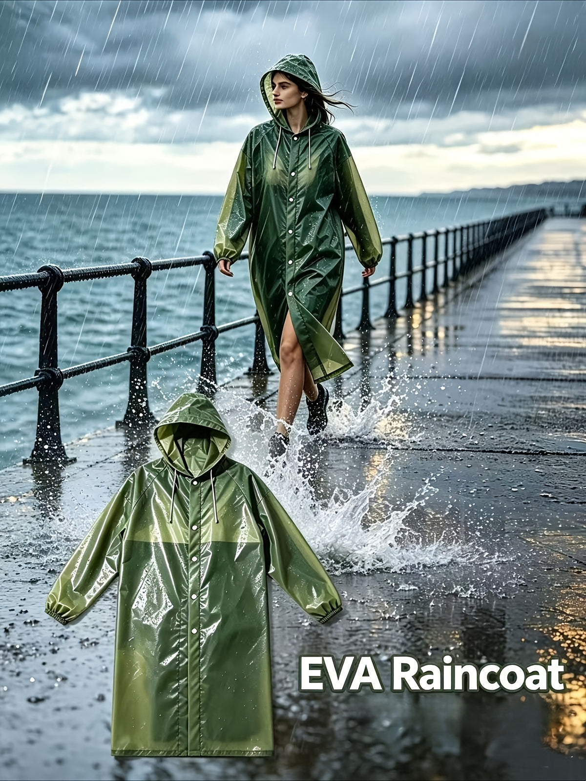 1pc/2pcs EVA Men'S/Women'S Raincoat Single And Set Available, "1pc Raincoat" Or "2pcs Raincoat And Pants", Lightweight Gear, Suitable for Outdoor, Camping, And Travel