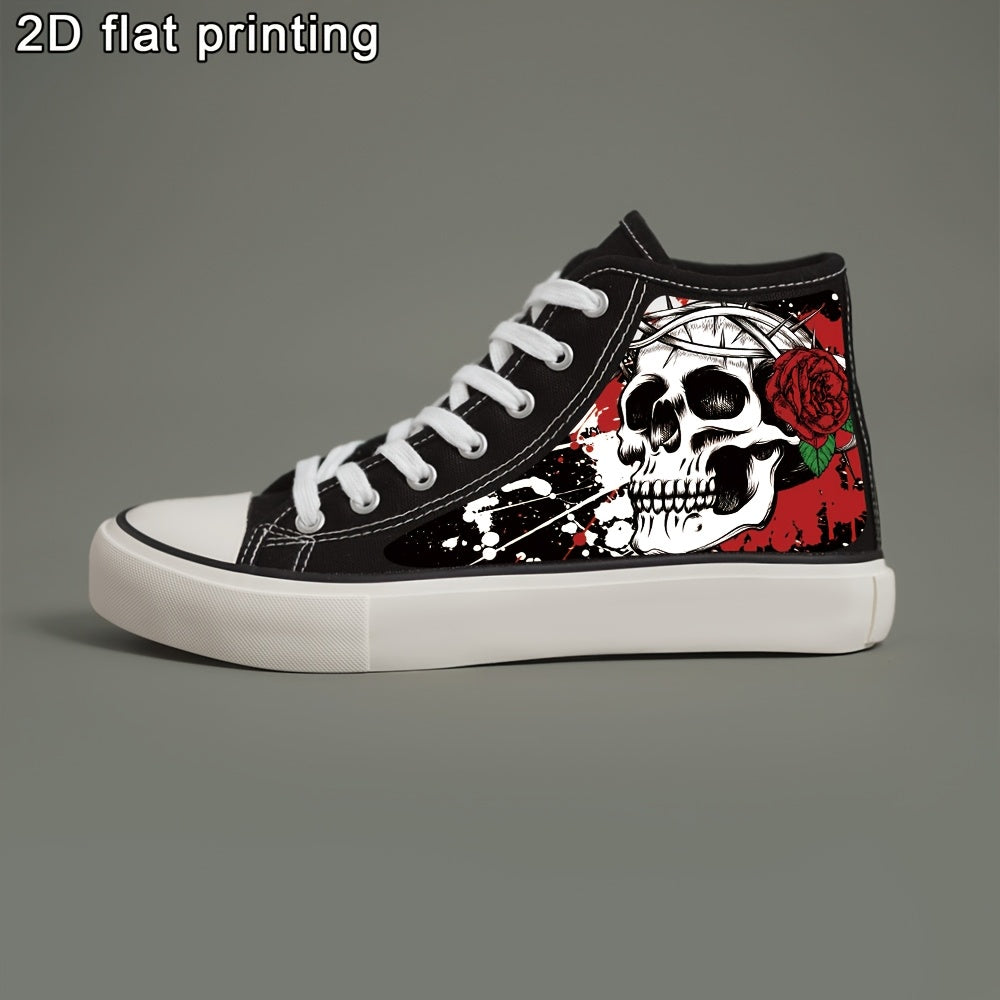 X010913 Men'S Canvas Shoes Casual Sneakers Skate Shoes Lace-Up 2D Print Series Campus Casual All-Season