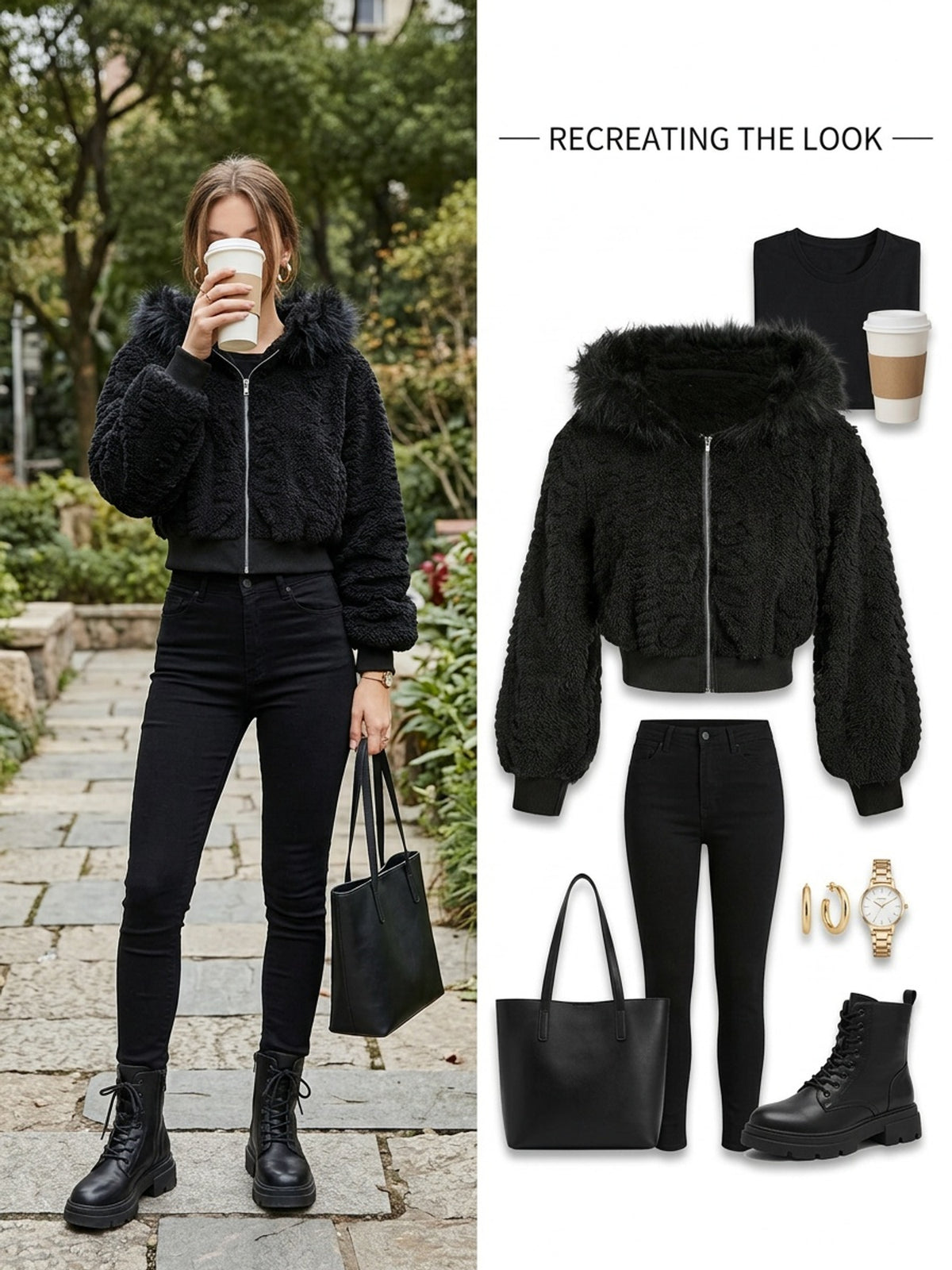 Women's Fashion Zip-Up Short Faux Fur Coat