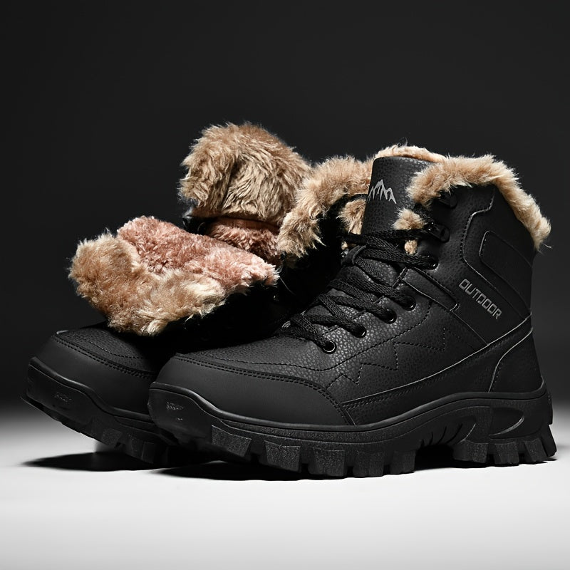 New Autumn And Winter High-Top Men'S Outdoor Hiking Boots, Thickened And Insulated for Warmth, Suitable for Climbing And Snowy Conditions