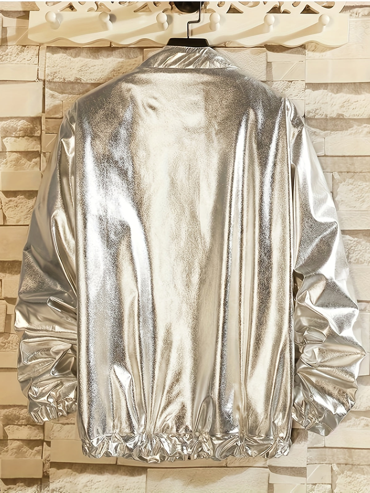 Men'S Stage Performance Fashion Party Gathering Nightclub Style Bronzing Jacket Golden Silvery Purple Jacket
