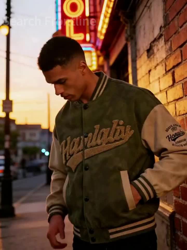 Men's and Women's High Street Embroidered Baseball Jacket with Stand-Up Collar, Trendy Short Trench Coat, Streetwear Brand Men's Jacket