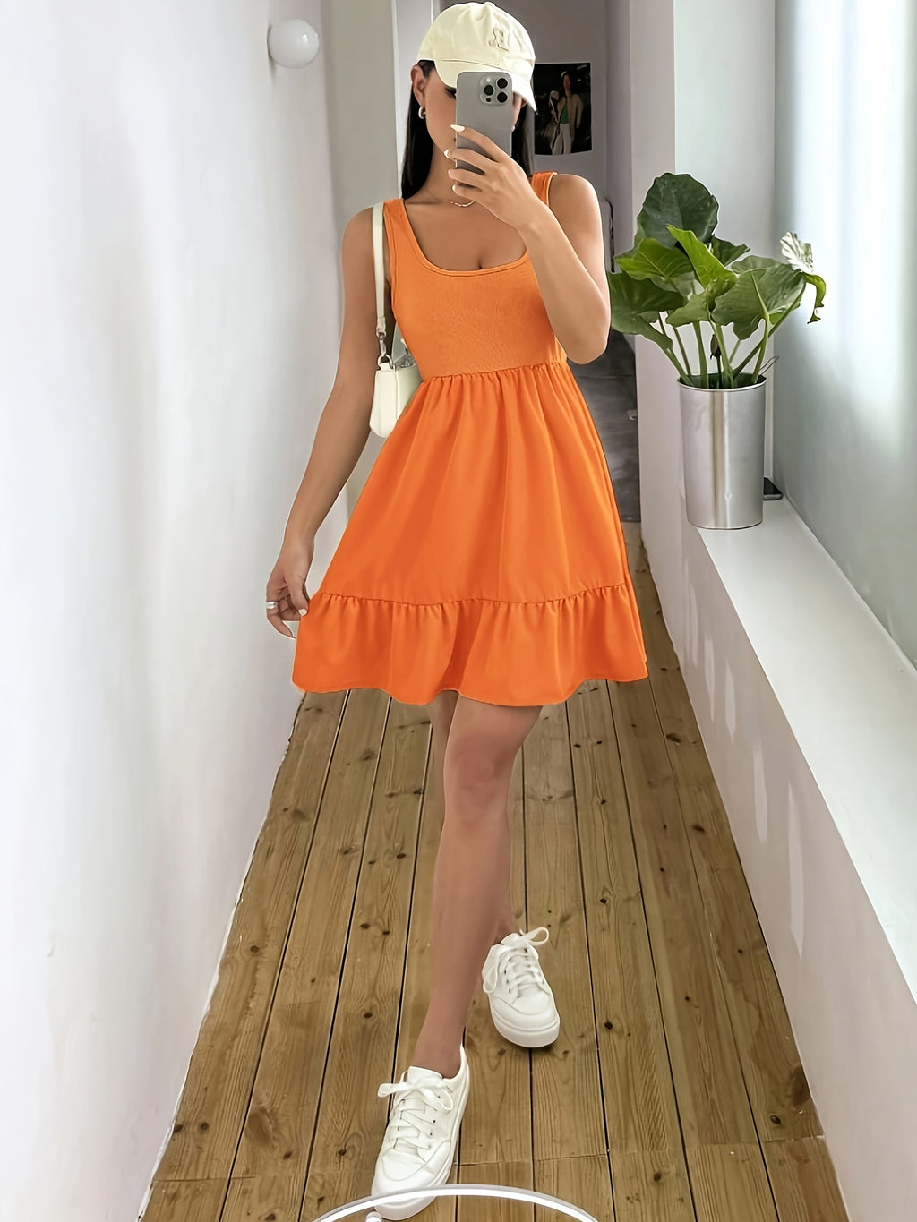 Women's Solid Color Spliced Vest Dress