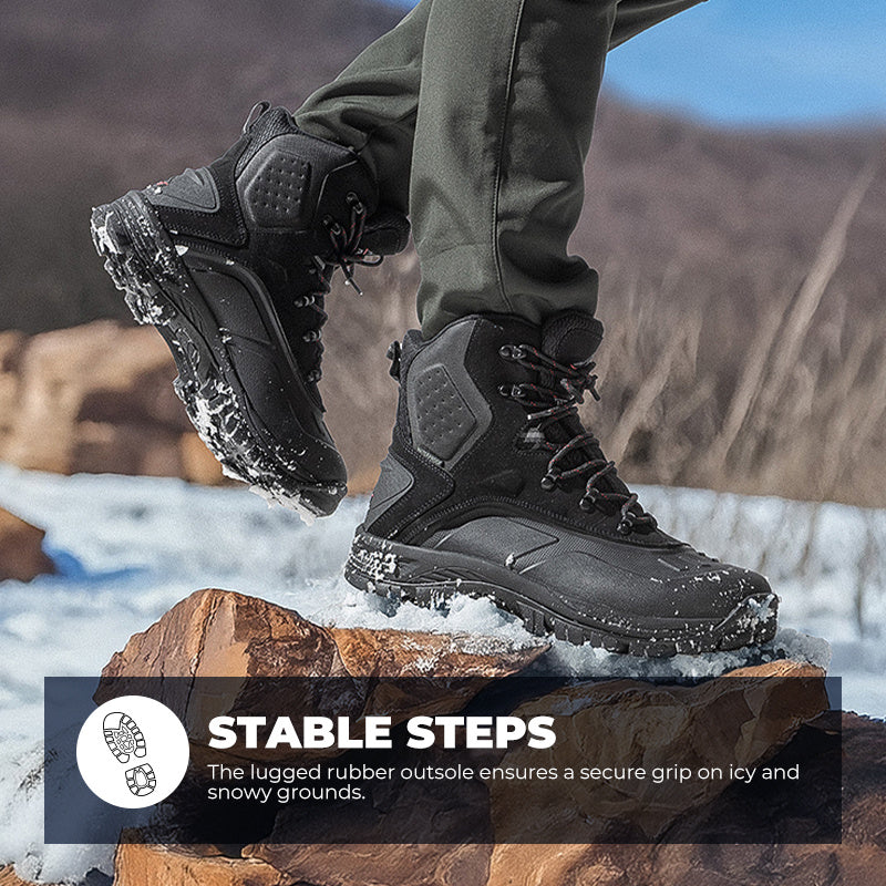 NORTIV 8 Men's Insulated Waterproof Construction Hiking Winter Snow Boots Winter Work Hunting Ice Fishing Trekking Outdoor Adventures