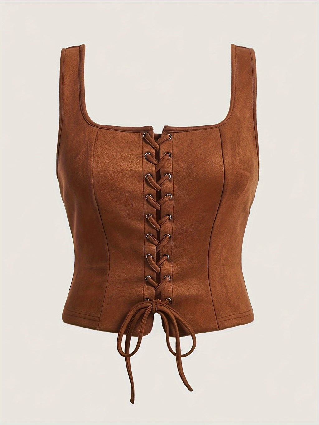 Vintage Elegant Lace-Up Drawstring Top Vest