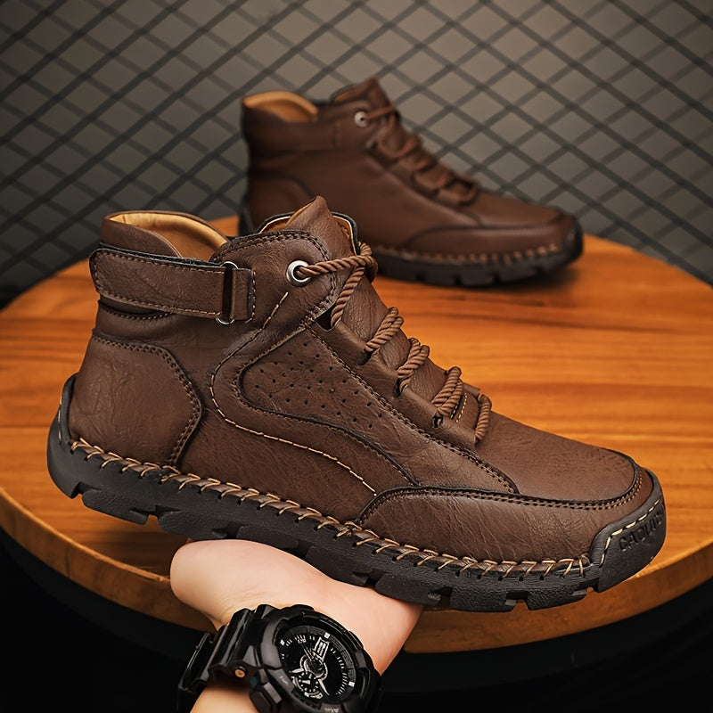Autumn Winter Cross-Border Plus Size Hand Stitching Fashion Trend Wearable Non-Slip Thermal Casual Shoes Men'S Boots