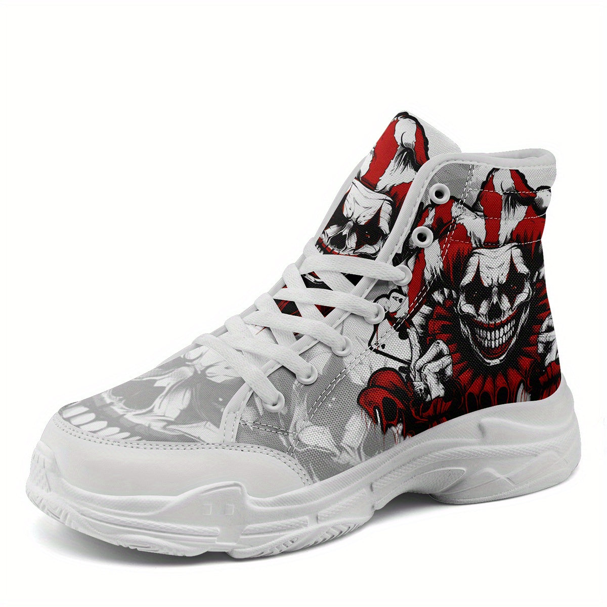 [Gothic Joker Sneakers] Men's Gothic Joker Punk Sneakers, Bold Joker Design High-Top Shoes, Dark Aesthetic Streetwear Trainers, Couple's Casual Comfortable Round Toe All-Match Shoes, Men's Fashion Shoes
