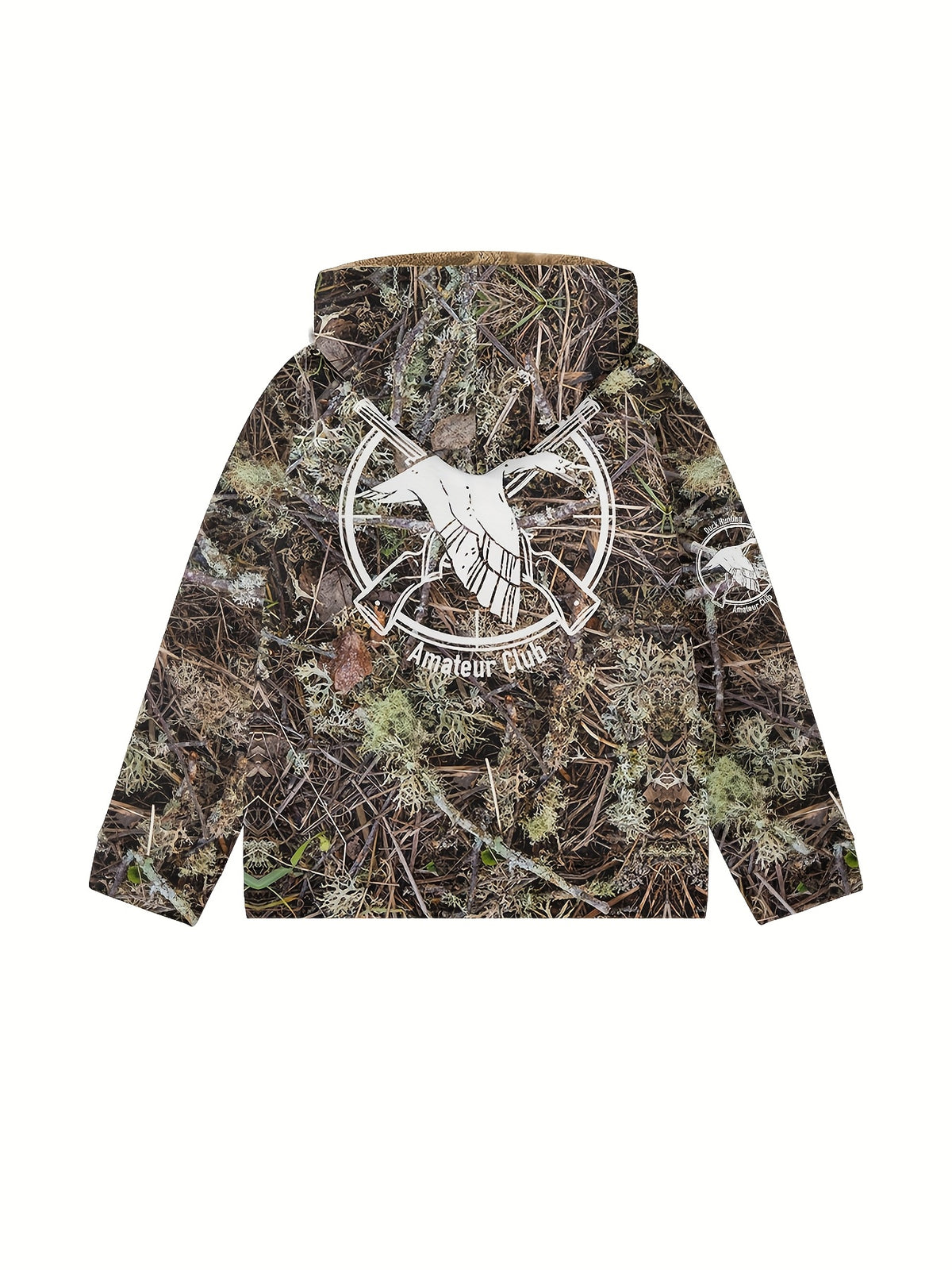 Men'S Autumn Winter Leaf Print Casual Matching Fleece Lined Zip-Up sweatshirt, Hunting