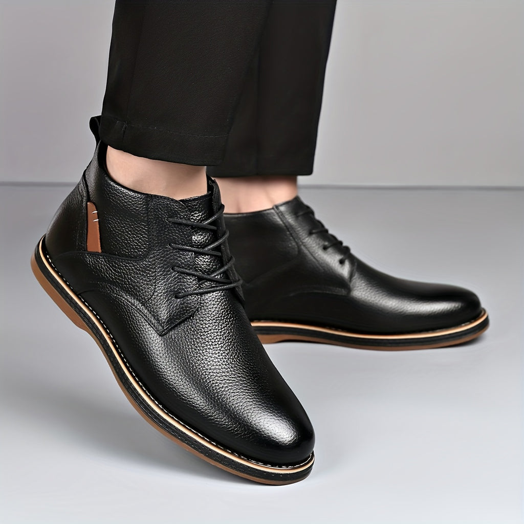[Fearless of The Cold in Winter] New Winter Men'S Warm Lace-Up Boots, First Layer Cowhide Upper + Non-Slip Wear-Resistant Rubber Sole + Thickened Fleece Lining - Comfortable And Warm, 10 Sizes to Choose From, Suitable for Daily Leisure