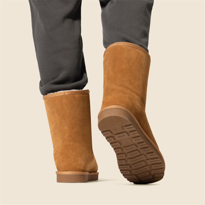 Bruno Marc Men's Winter Boots with Faux Fur Lining - Slip-On Ankle Booties, -Like Upper, TPR Traction Sole & PU - Cold Weather Warm for Ice, Snow, /Outdoor (Beige/Brown) - Easy-Care Classic