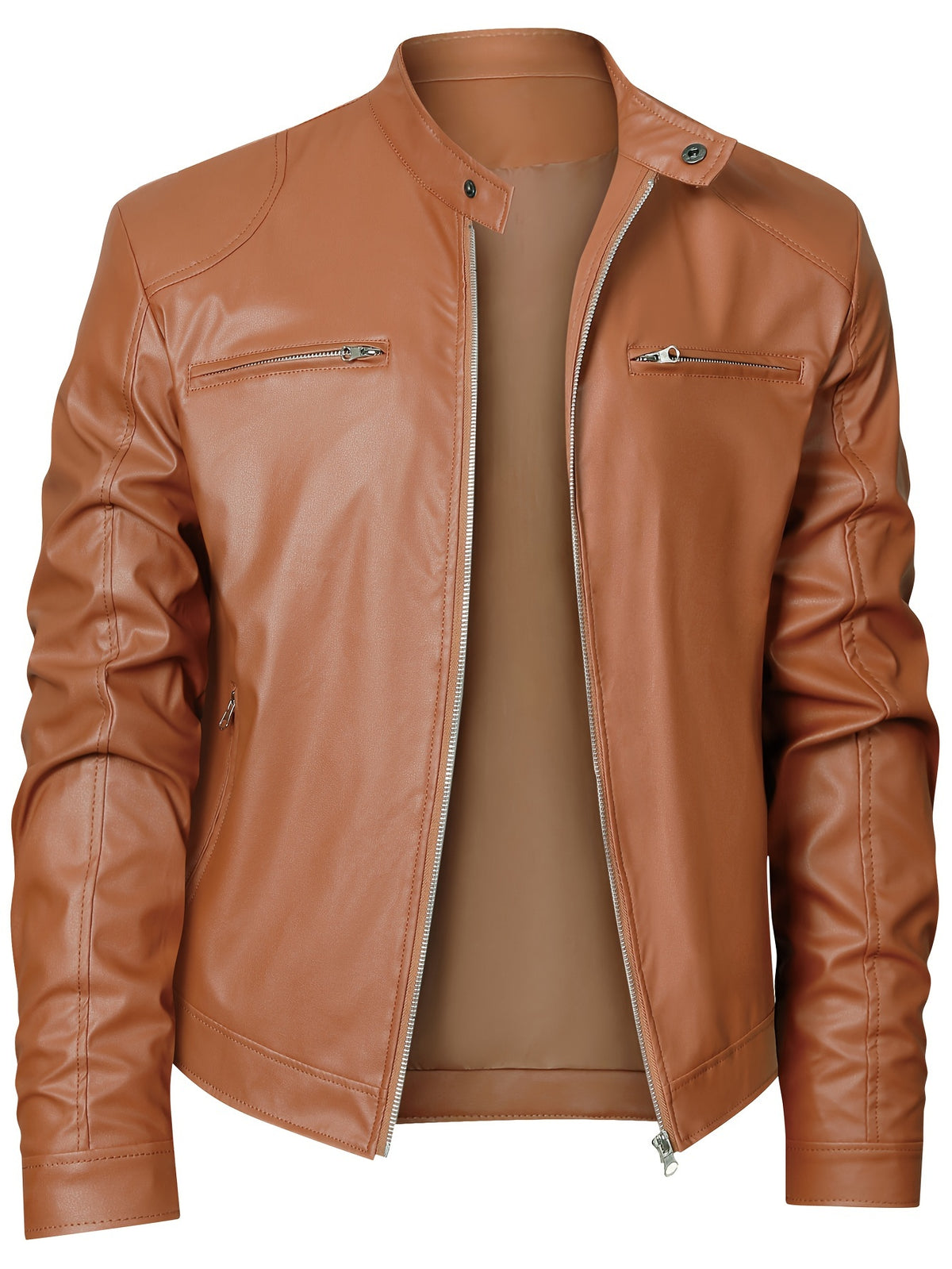 New Autumn/Winter Men's Jacket, European/American Style Motorcycle Jacket, Men's Stand Collar Windproof Winter Outerwear