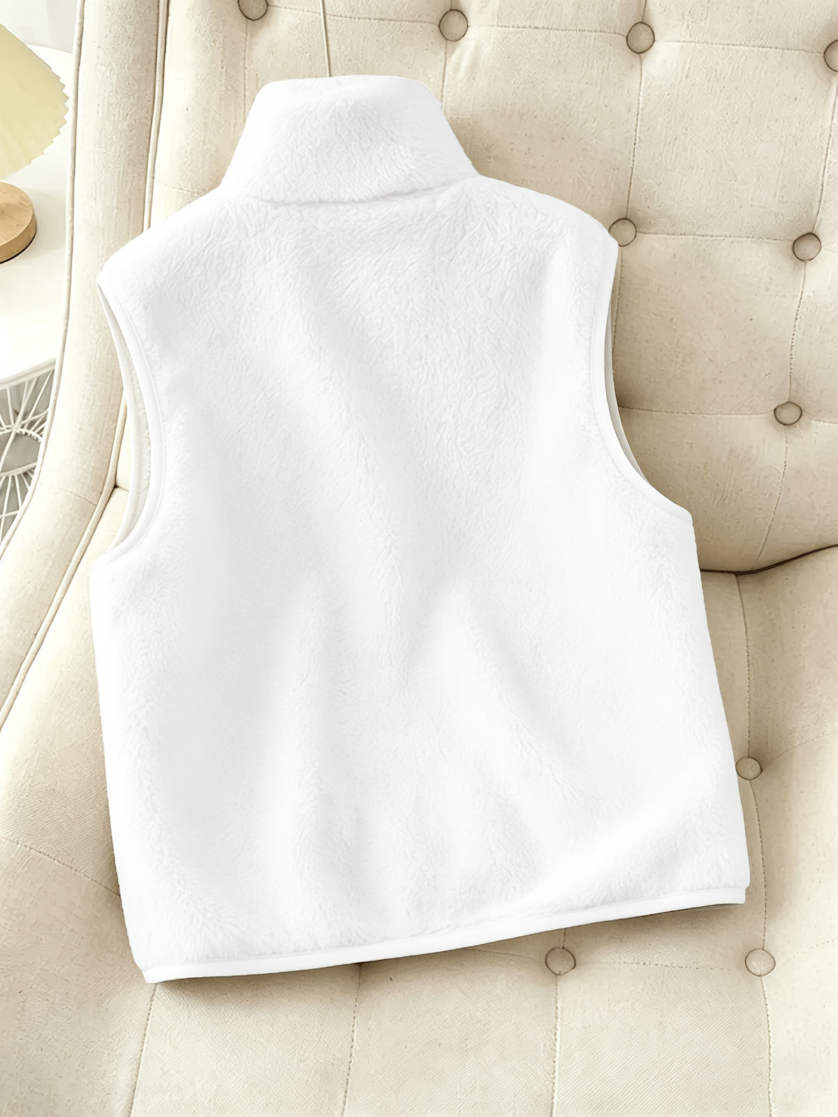 Autumn Winter New Product, Solid Color Double-Faced Fleece Vest, Women'S Casual Faux Coat, Stand Collar Zipper Design with Pockets, Winter Jacket for Comfortable Wear in Autumn And Winter