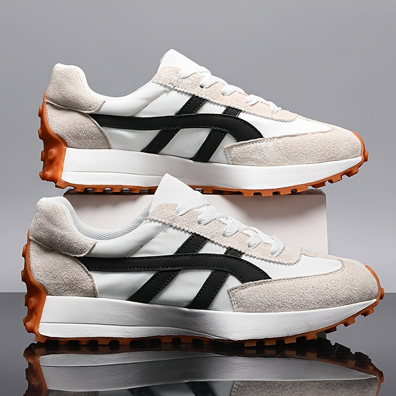 Men's Fashion Sneakers with Thick Soles, Anti-Slip, Versatile Lace-Up Design, Suitable for All Seasons, Outdoor Hiking, Wear-Resistant, Comfortable for Sports Training and Casual Wear